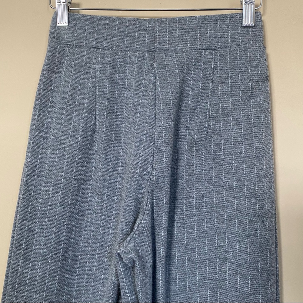 H&M Gray Pinstripe Knit Trousers Pants - Picture 6 of 8